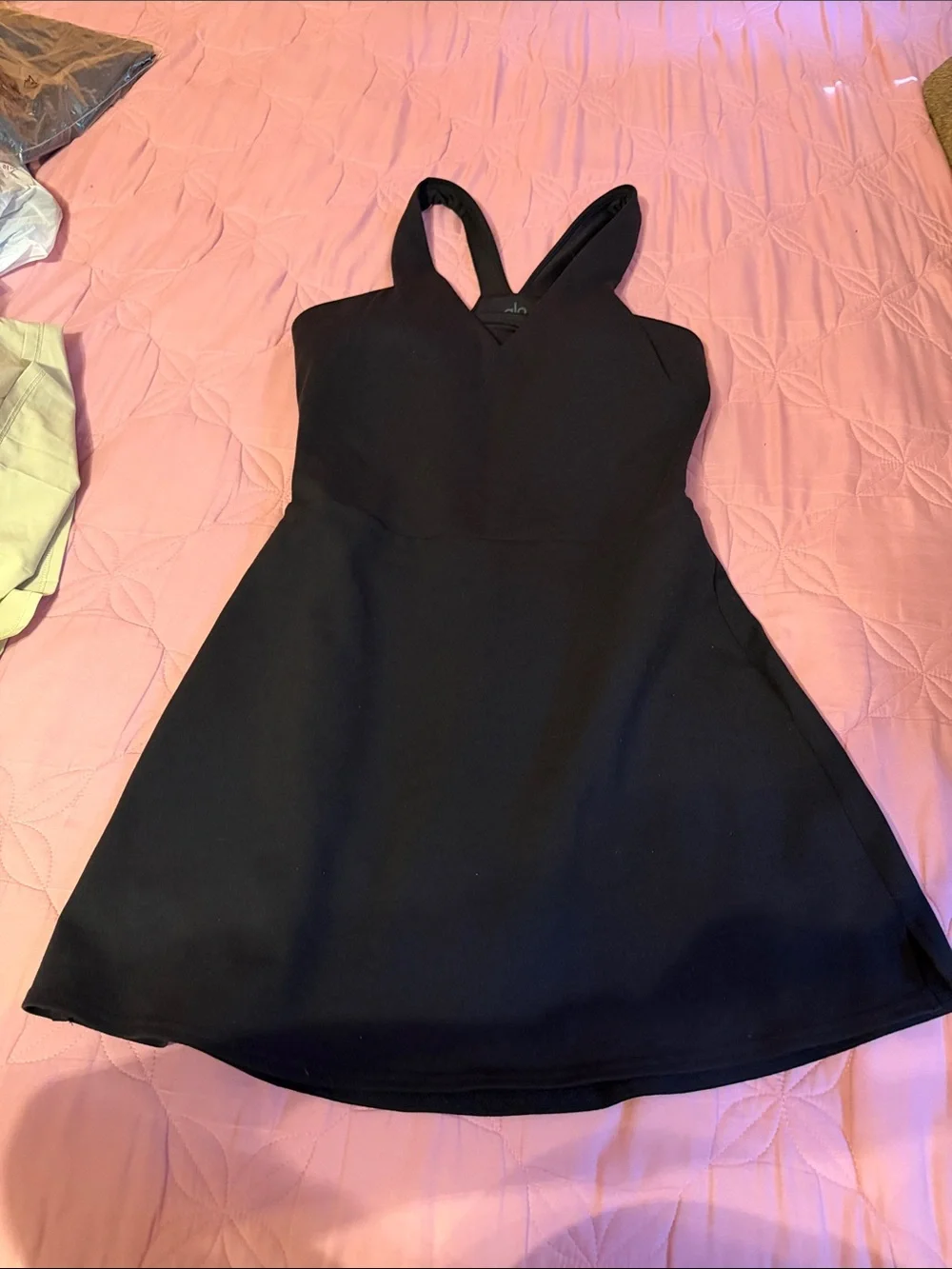 ALO Yoga Black Strappy A-Line Mini Dress